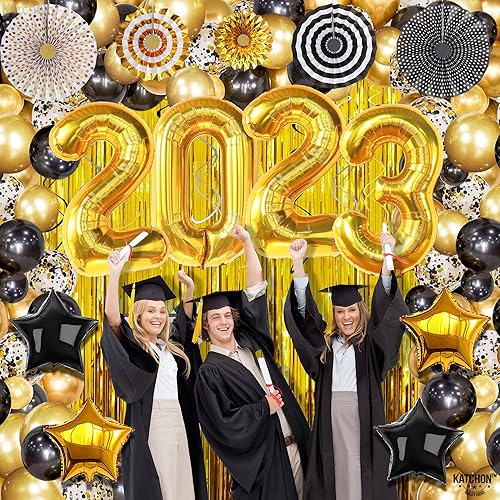 Miniatura 6 de Enorme kit de arco de globos de graduación 2022, paquete de 110, globos dorados 2022, flecos de lámina dorada, remolinos colgantes, kit de guirnalda