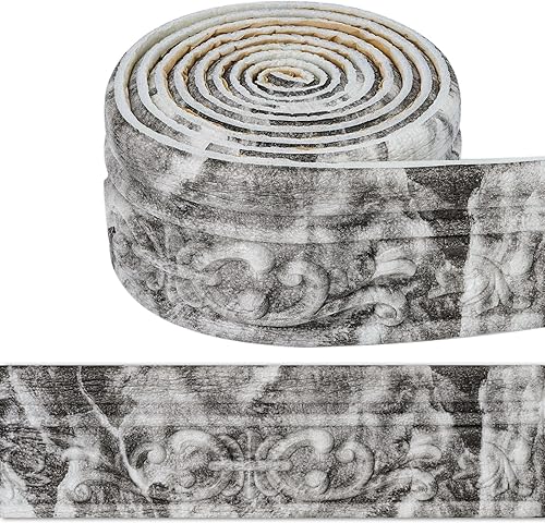 Vista 20 de WAPANE Moldura de espuma autoadhesiva de 90 x 3.1 pulgadas, borde de papel tapiz de moldura de corona, líneas de bordes de pared 3D, base de pared