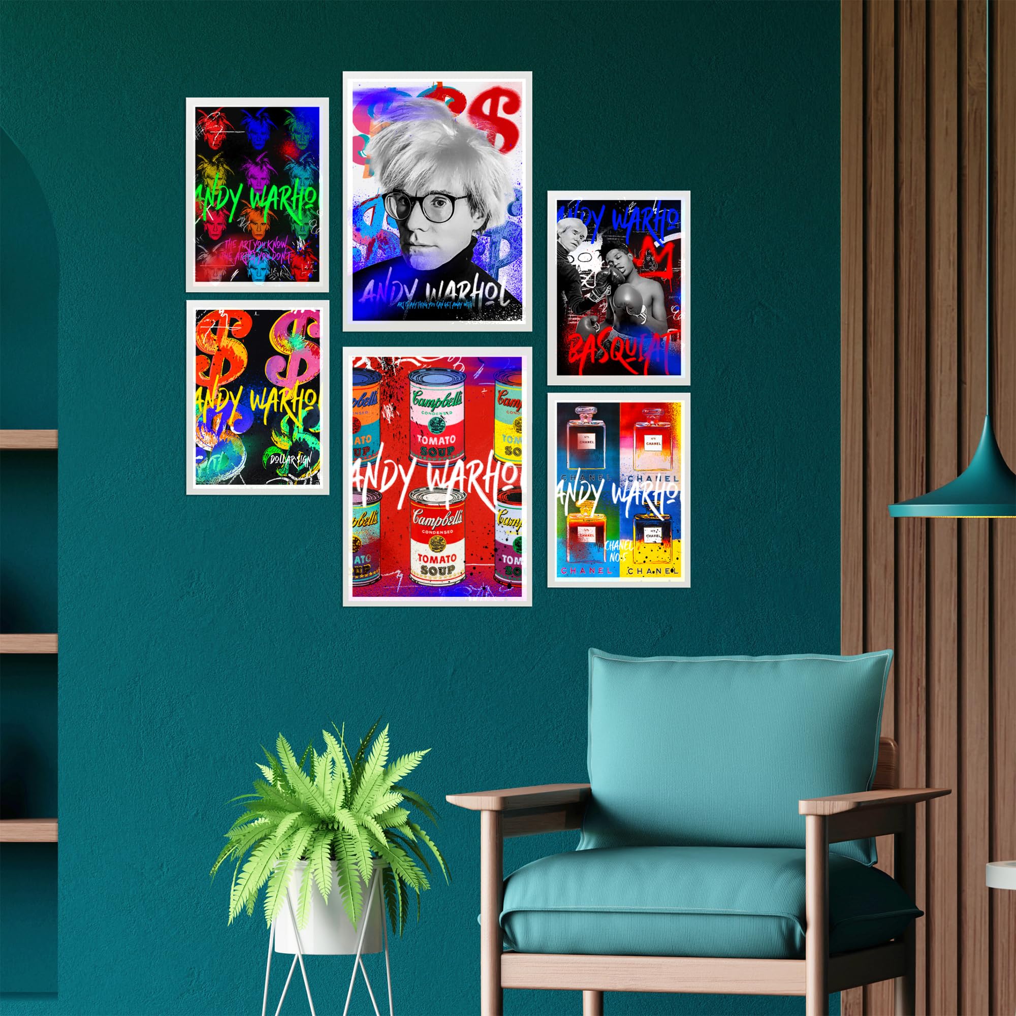 Nacnic Lot 6 Affiches Graffiti Pop Basquiat Warhol A3 A4 - Décoration Murale Chambre Bureau Sans Cadre