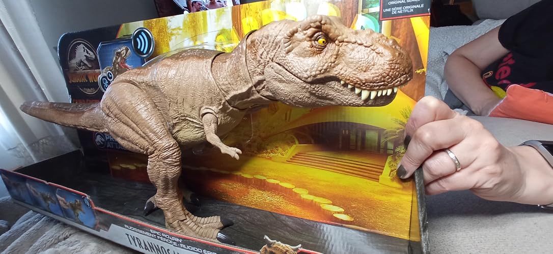 Jurassic World T-Rex – 20 Cm – Rugissement & Enregistrement – Attaque Queue – Figurine Sonore – Cadeau Dès 4 Ans