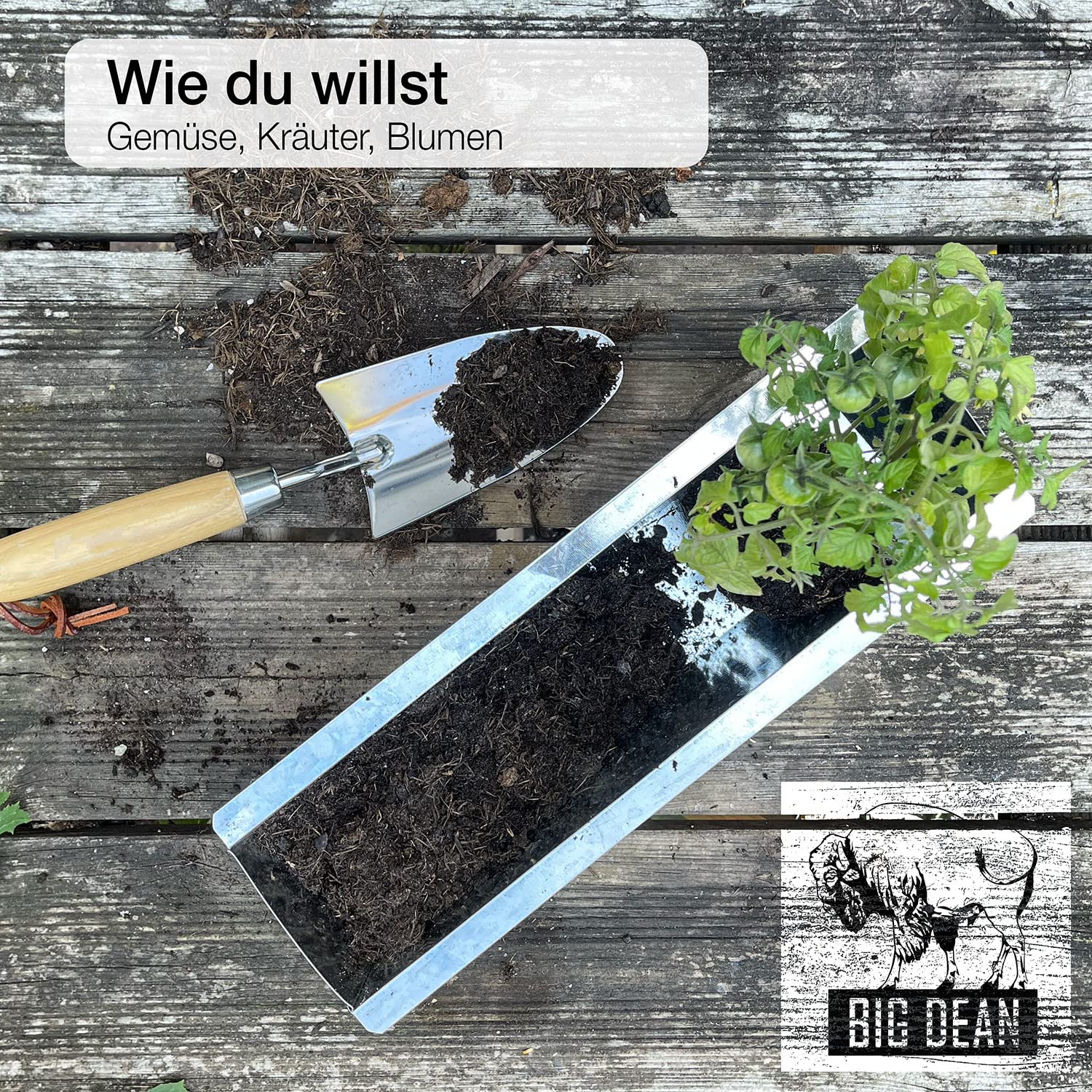 BigDean 12 Zink Paletten Blumenkästen Einsatz 38cm groß Silber aus Metall | Zinkkasten Pflanzkasten Balkonkasten Blumentopf für Europaletten, Metall verzinkt