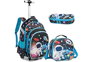 School Kids Luggage Carry On Backpack with Wheels Wheeled Kids Rolling Backpack...