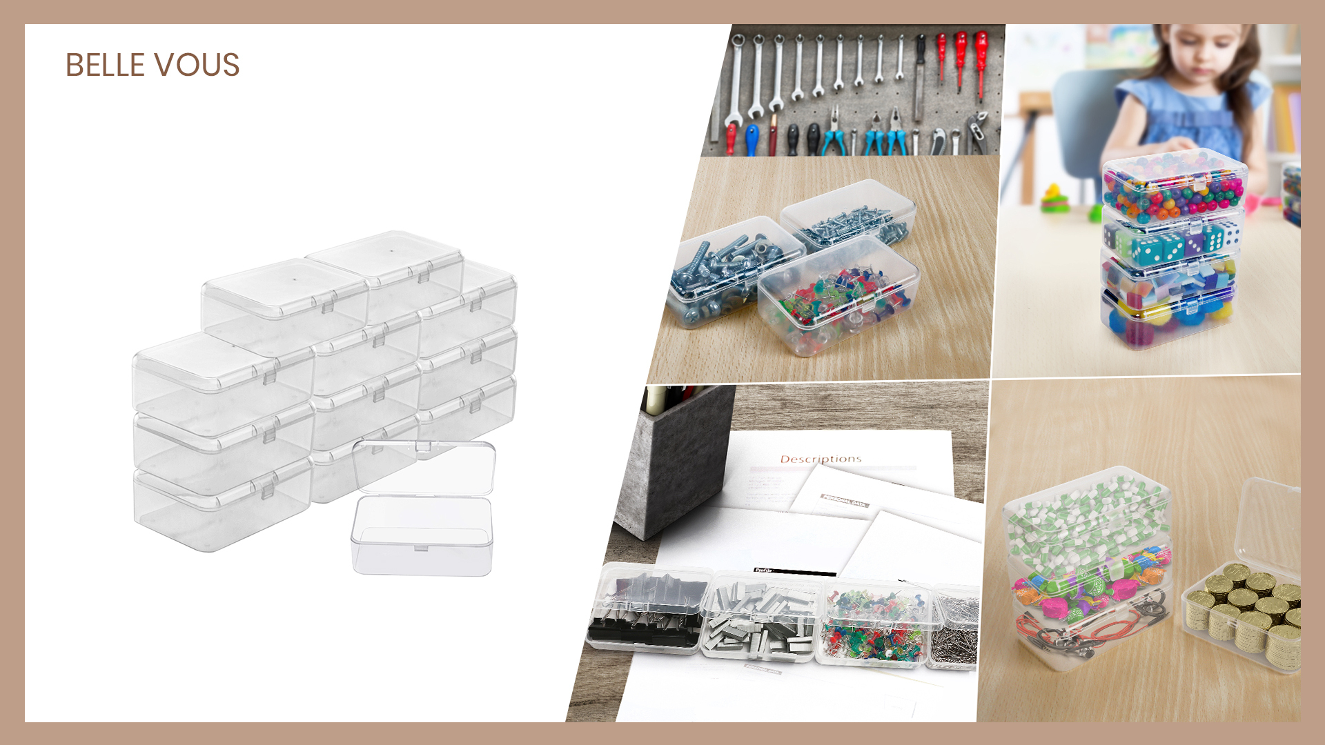 Set 12 Scatoline Plastica Con Coperchio Incernierato - 11.2x8.3x2.8 Cm, Trasparenti, Per Minuteria E Hobby