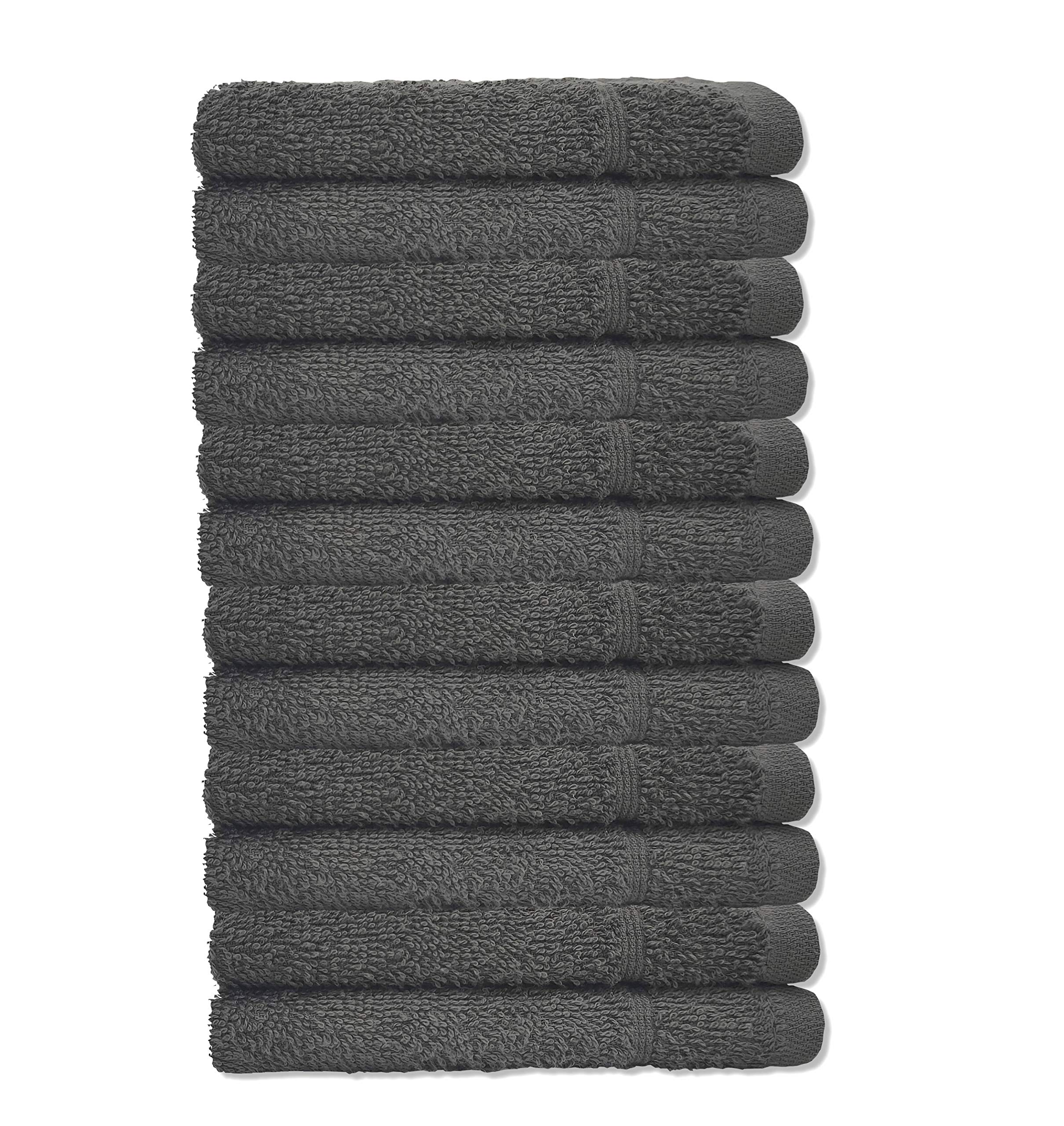 A & B TRADERS Washcloths 100% Prime Egyptian Cotton Pack of 12 Facecloths Flannels Super Soft Quick Dry 30 x 30cm (Grey) โ image 1