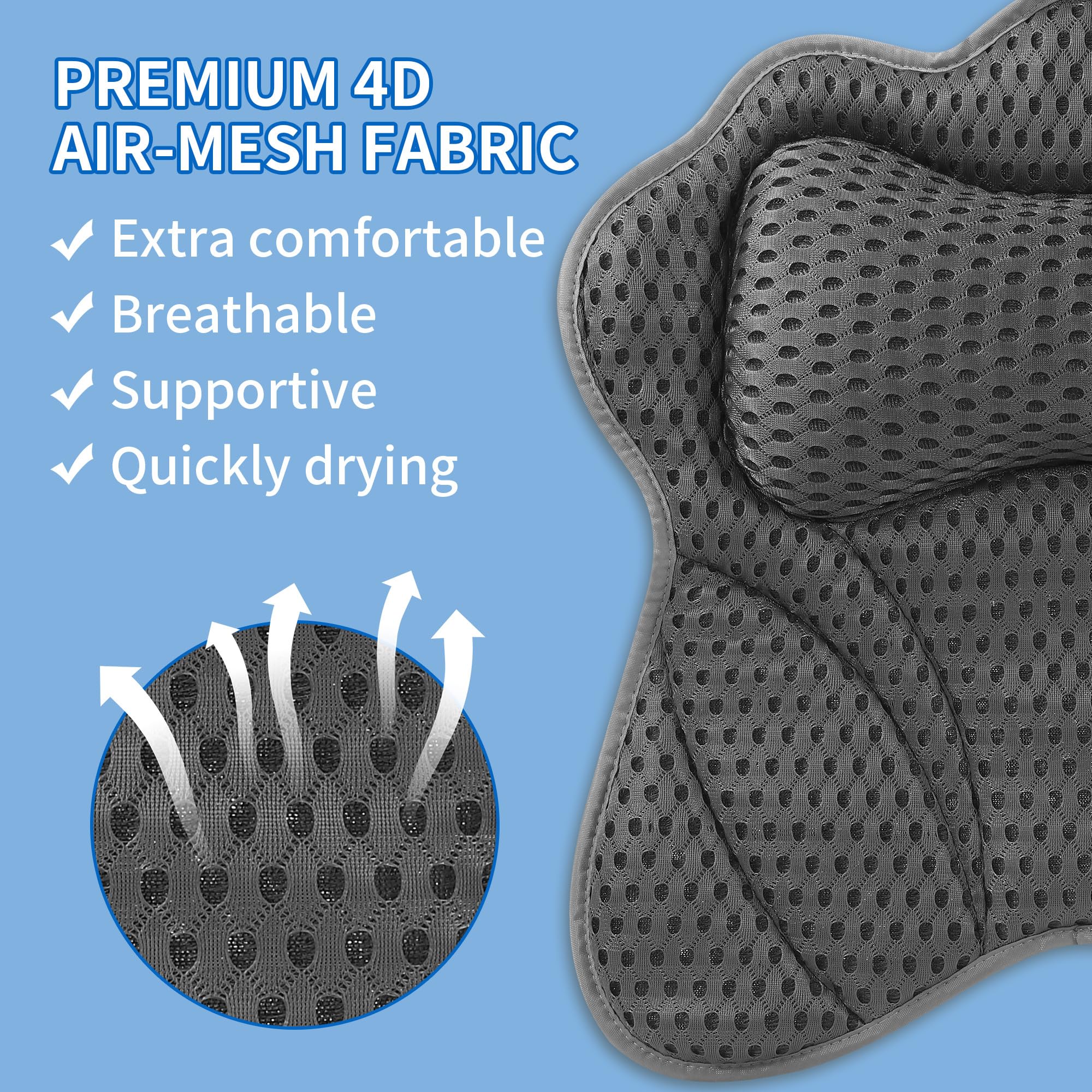 Cuscino Vasca Da Bagno In Mesh 4D - Con 6 Ventose, Supporto Per Collo E Schiena, Ideale Per Relax - Foto 8