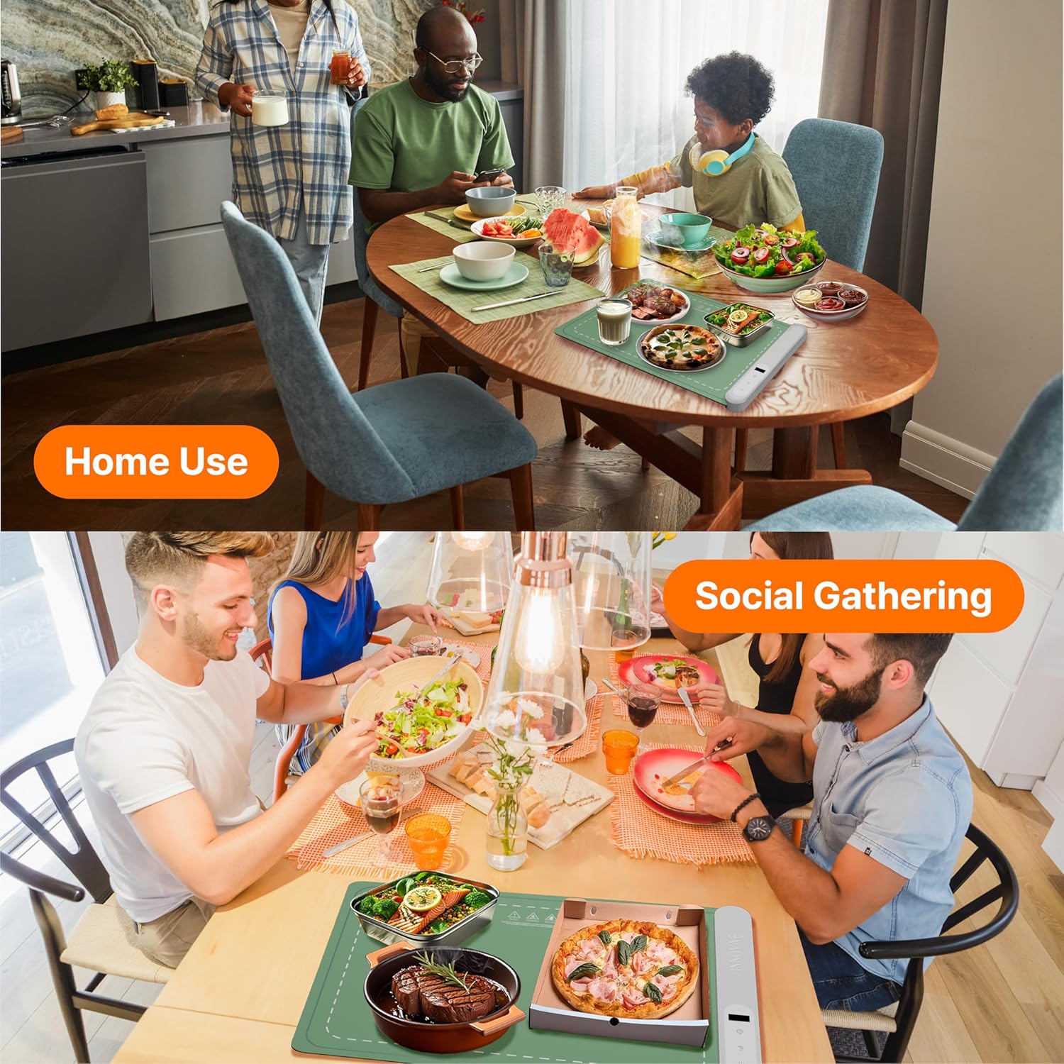 [Latest] Graphene Electric Food Warming Mat – 6 Temperature Settings, High Heat, Portable Silicone Heating Mat. Tabletop Food Warmer for Thanksgiving, Potlucks & Buffets. (Pistachio Green, Large)