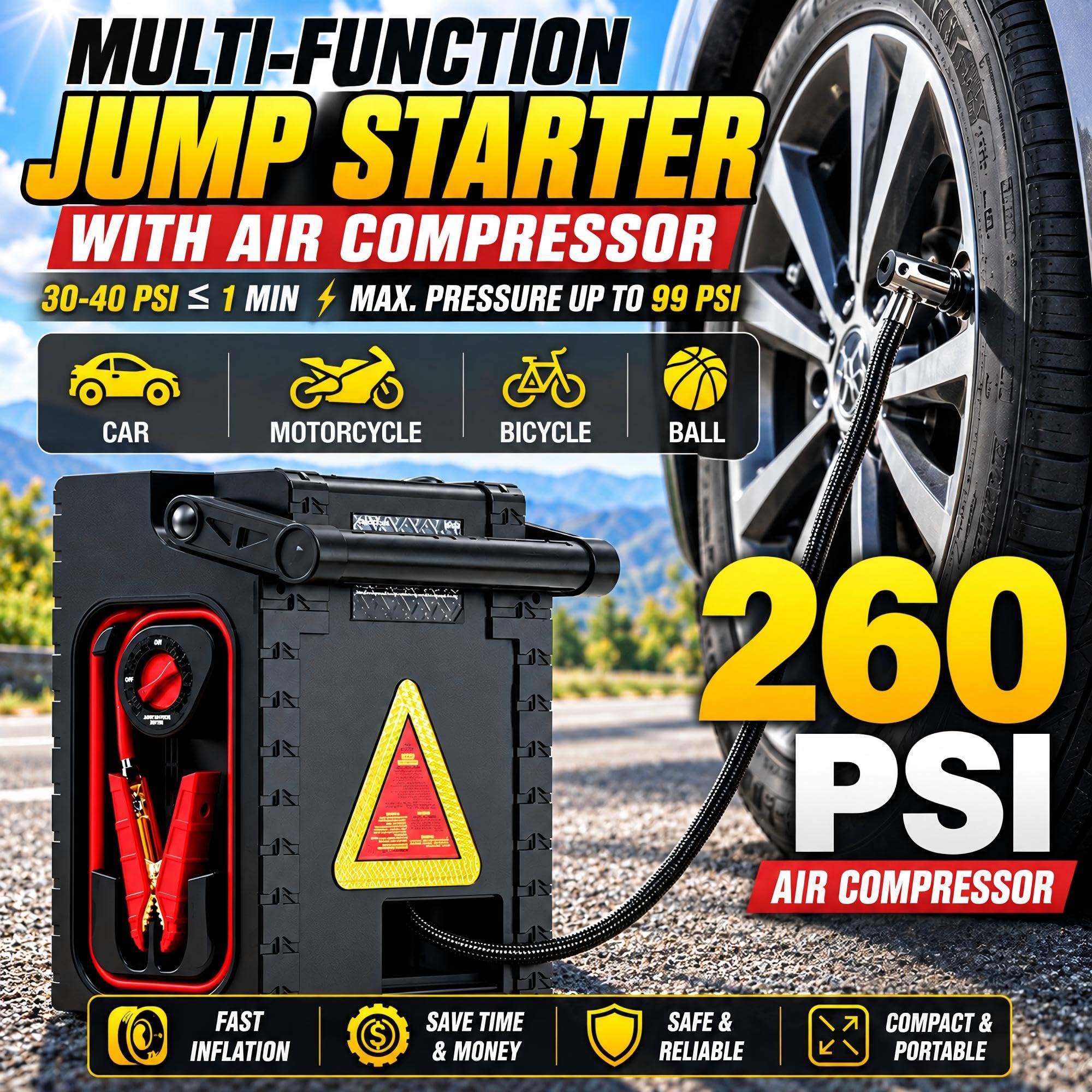 Amazon.com: 2800A Peak Heavy-Duty Jump Starter with 260 PSI Air