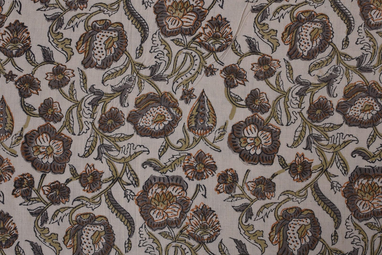 Trade Star100% Cotton Natural Fabric for Dressmaking 3 Yard Hand Block Print Fabric Indian Ethnic Running Sewing Cloth for Crafting for Home Decor