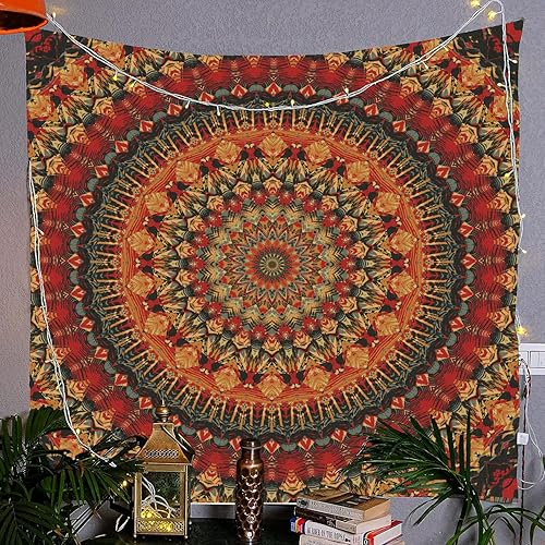 Miniatura 2 de FENDROM Artesanías populares indio hippie bohemio psicodélico pavo real mandala colgante en la pared dormitorio universitario playa mantas tela ropa