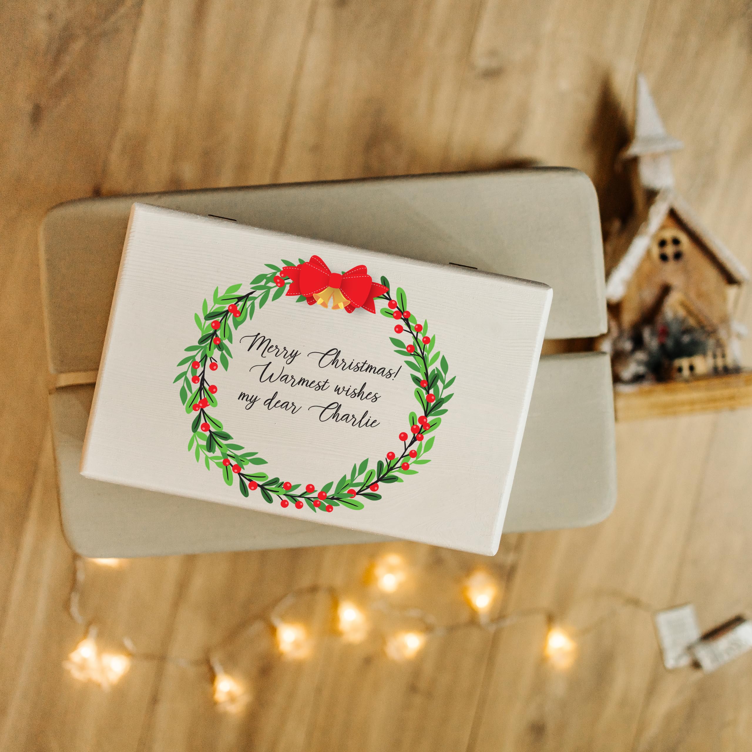 Creative Deco Scatola Regalo di Natale Personalizzata, Ghirlanda di Natale