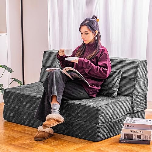 Sofá cama plegable, silla convertible con almohada, sofá plegable de espuma viscoelástica de alta densidad, sofá futón plegable para sala de estar,