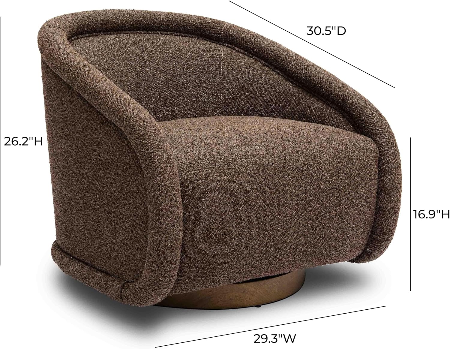 Tov Furniture Rory Chocolate Brown Boucle Swivel Chair