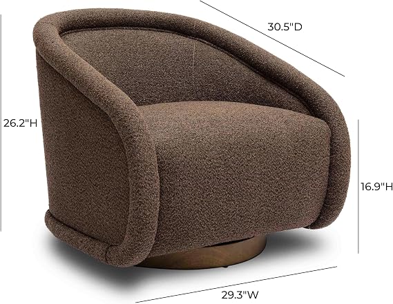 Tov Furniture Rory Chocolate Brown Boucle Swivel Chair
