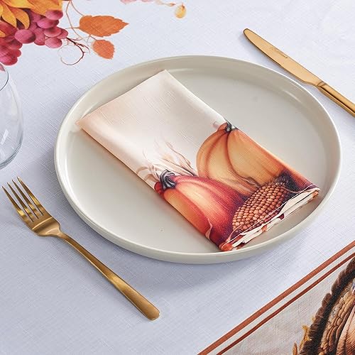 Miniatura 4 de Kadut Mantel de Acción de Gracias, mantel de pavo de cosecha de otoño, (60 x 102 pulgadas) para mesas rectangulares de 6 pies, tela resistente a las