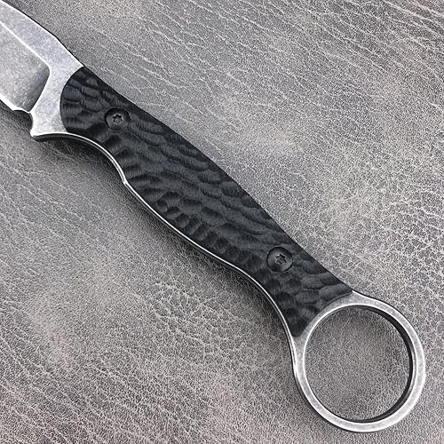 Miniatura 4 de EDC Cuchillo de hoja fija con funda Kydex, cuchillo de supervivencia de espiga completa, hoja 8Cr13Mov mango negro G10 con bucle para el dedo,