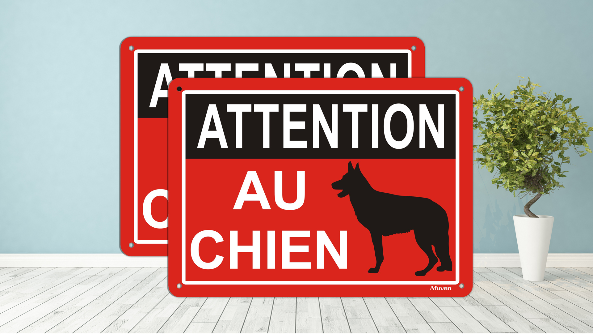 "Achtung Hund!" Schild Aus Aluminium, Wetterfest, 25x18cm – 2er Set Für Garten, Einfahrt & Haustür