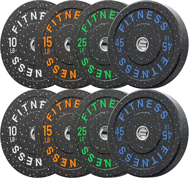 Placa de parachoques de 140-650 lb, 2 pulgadas, placas de pesas de alto rebote, entrenamiento de fuerza | Juego de placas de parachoques de 2 pulgadas de alto rebote, juego de placas de pesas protectoras para el piso, pesas con barra para levantamiento de pesas, gimnasio en casa