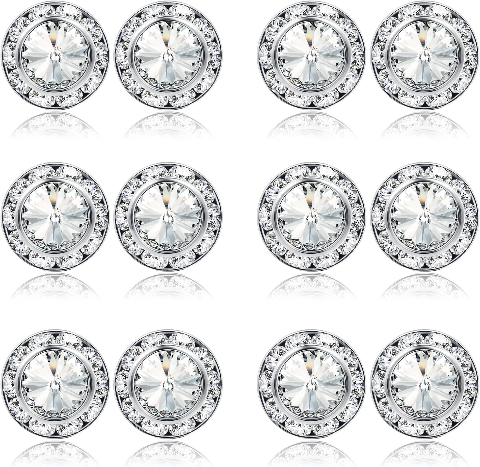 BESTEELBESTEEL Rhinestone Earrings Round Shaped Acrylic Stone Inside Crystal Halo Stud Earrings for Dance Competitions Stage Opera Performance Wedding Party Earrings Jewelry 15mm