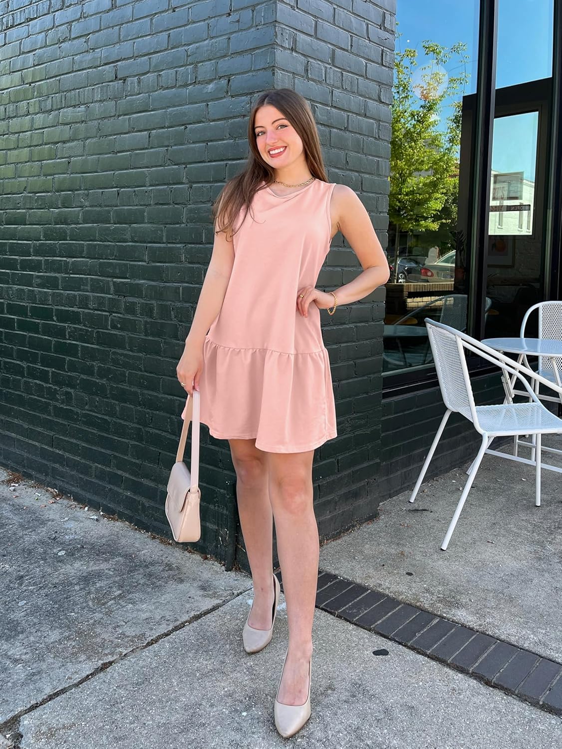 PRETTYGARDEN Casual Short Summer Dresses for Women 2025 Sleeveless Crewneck Cute Ruffle Loose Vacation Mini Tshirt Dress - Image 6