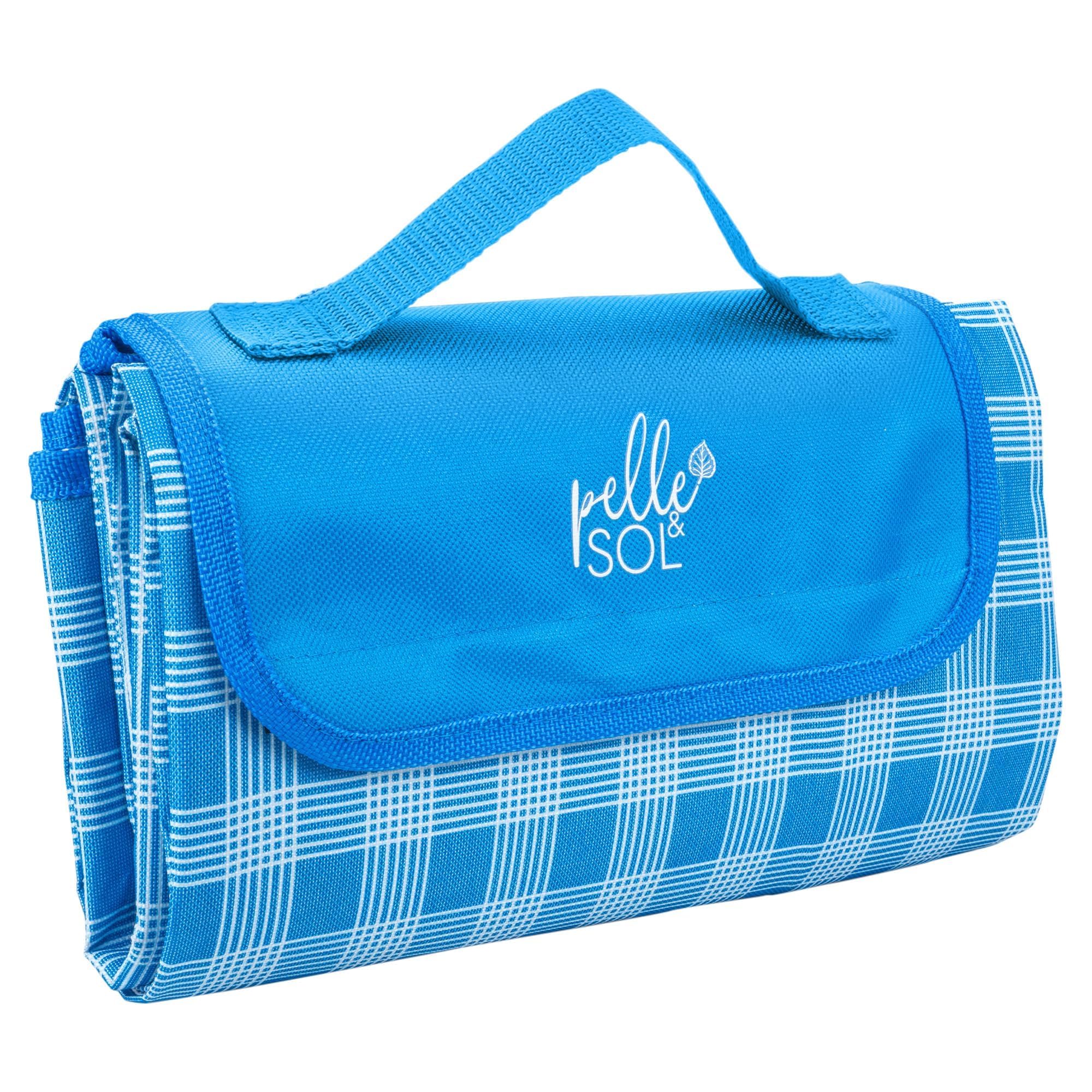 Pelle & Sol Picnic Blanket Waterproof, 200x140CM Foldable Picnic Mat - Outdoor Beach Blanket - Slip Resistant w/Carrying Handle - Sandproof & Washable Beach Mat for Garden, Hiking, Camping