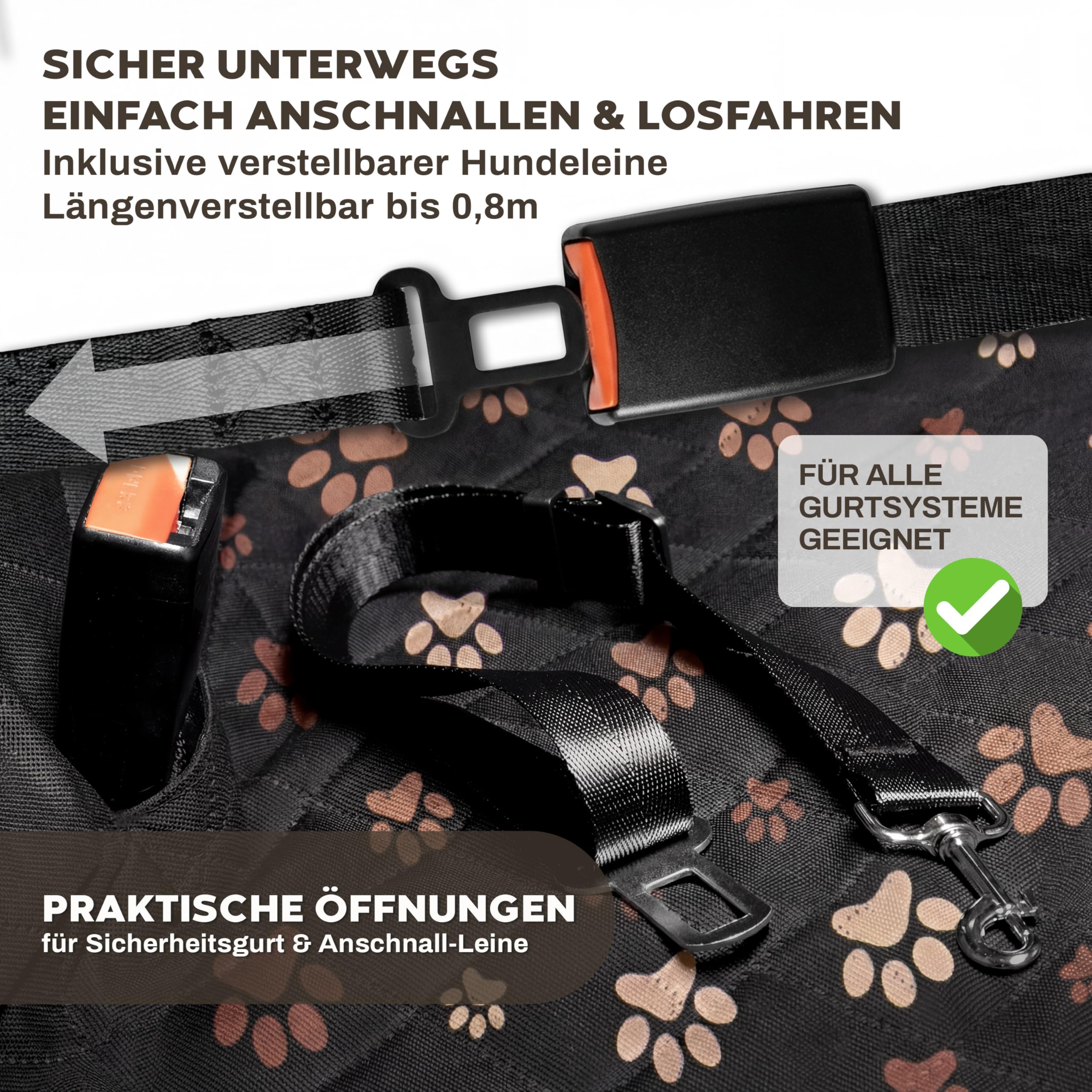 Hainberger Hundedecke Auto Rückbank Wasserabweisende Kratzfeste Autodecke für Hunde wasserdichte rutschfeste Autoschondecke mit Seitenschutz und Sichtfenster,4-in-1 Rücksitzschoner 137x147(mit Muster)
