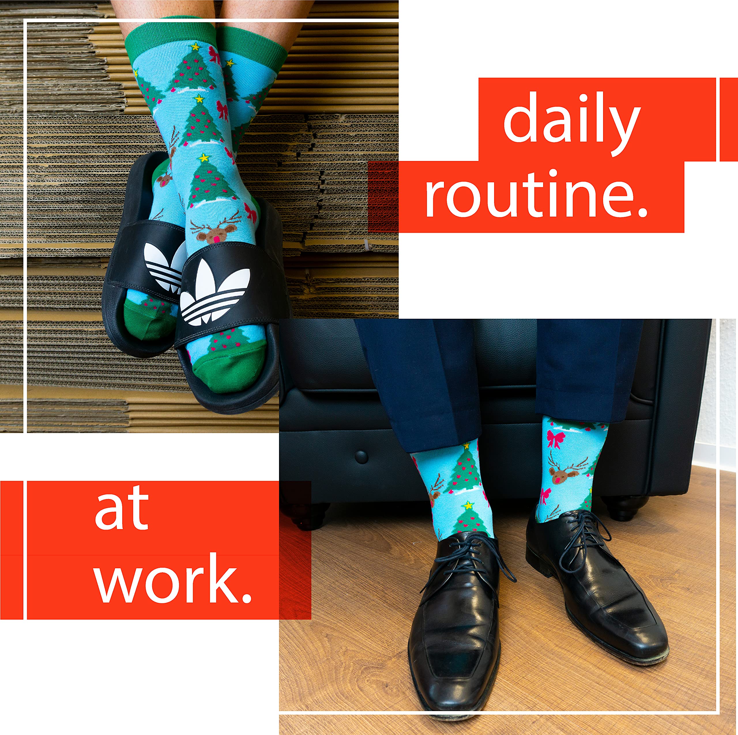 TwoSocks - Calze di Babbo Natale da uomo e da donna, divertenti, in cotone, taglia unica