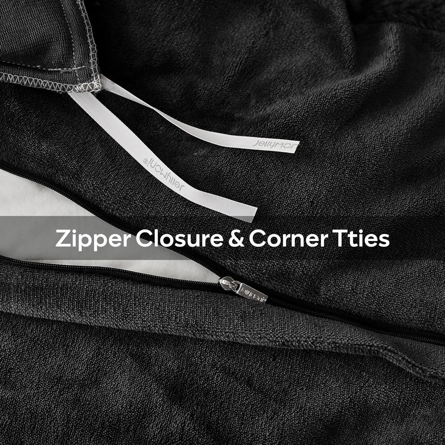 JELLYMONI Plush Duvet Cover Set - Queen Size Black Striped Fuzzy Comforter Cover 3pcs Bedding Set Luxury Ultra Soft Faux Fur Duvet Cover & 2 Pillowcases (NO Comforter) - Image 6