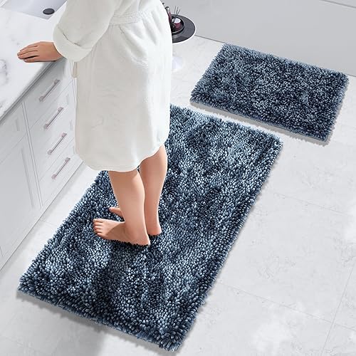 Miniatura 165 de Yimobra Juego de 2 alfombras de baño, alfombra de baño suave y absorbente y alfombra de inodoro en forma de U con respaldo antideslizante, alfombras