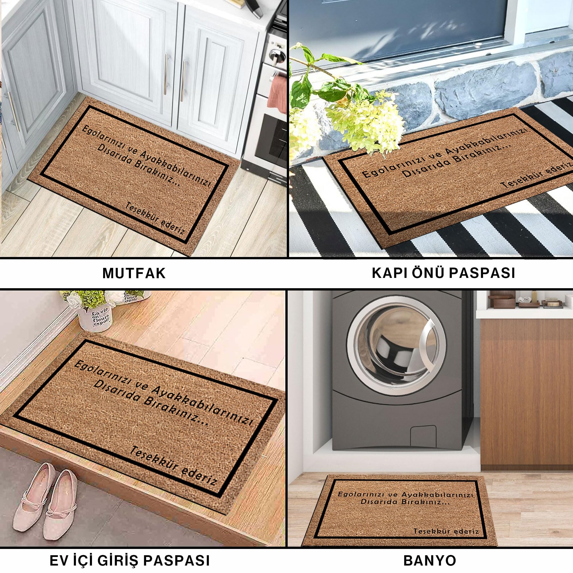 Monnhein Kapı Önü Paspası - Modern ve Şık Kapı Paspası | Ev, Ofis ve Dış Mekân Kullanımı İçin (Kapıda Ego Kontrolü) 45x65