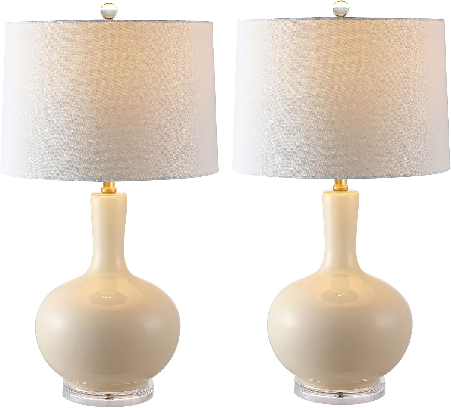 SAFAVIEH Lighting Collection Nilla Modern Contemporary Cream/ Clear 27-inch Bedroom Living Room Home Office Desk Nightstand Table Lamp Set of 2 (LED Bulbs Included) Cream - Set of 2