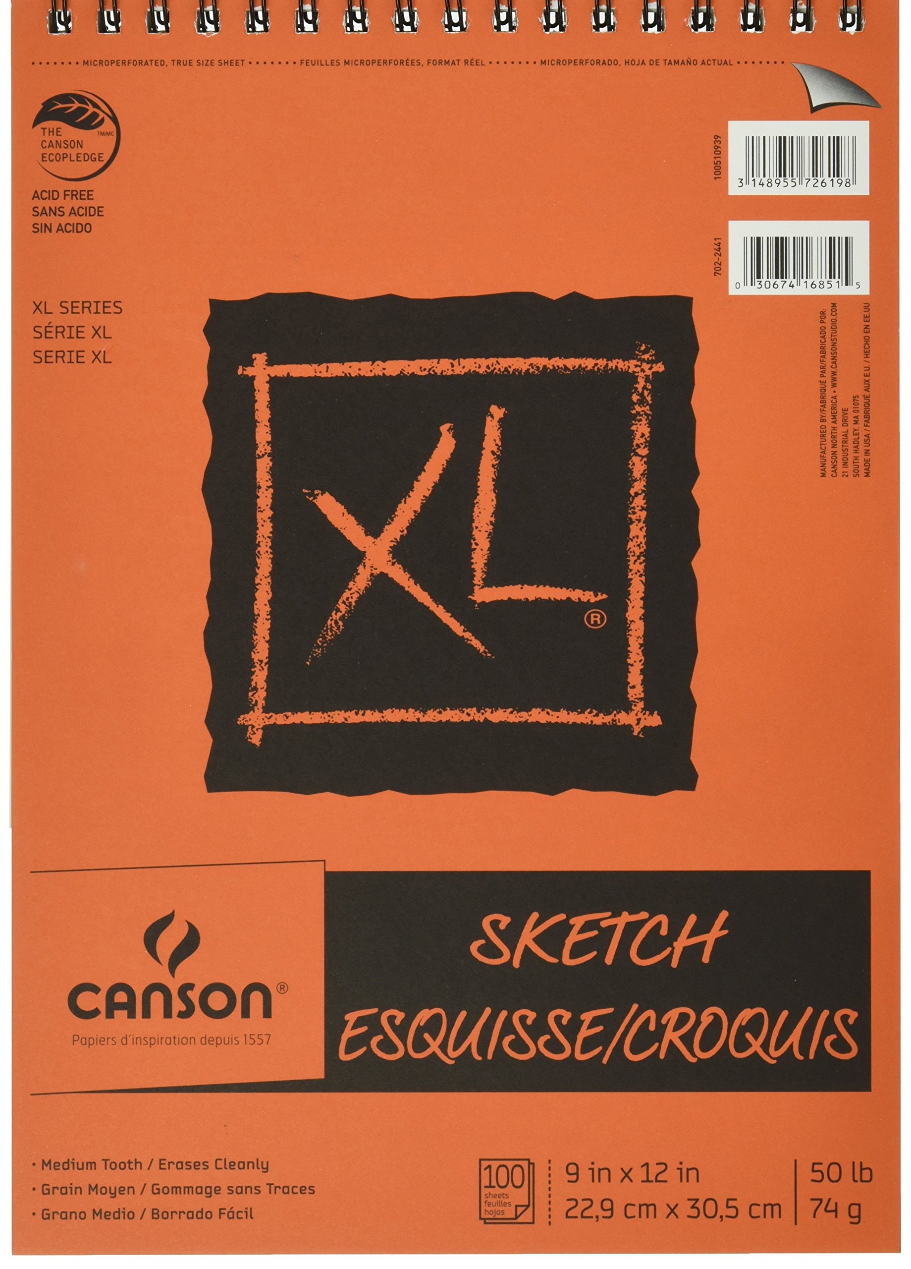 Canson XL 9 x 12 Inches Sketch Sheet Pad, Top Wire Binding (C702-2441)