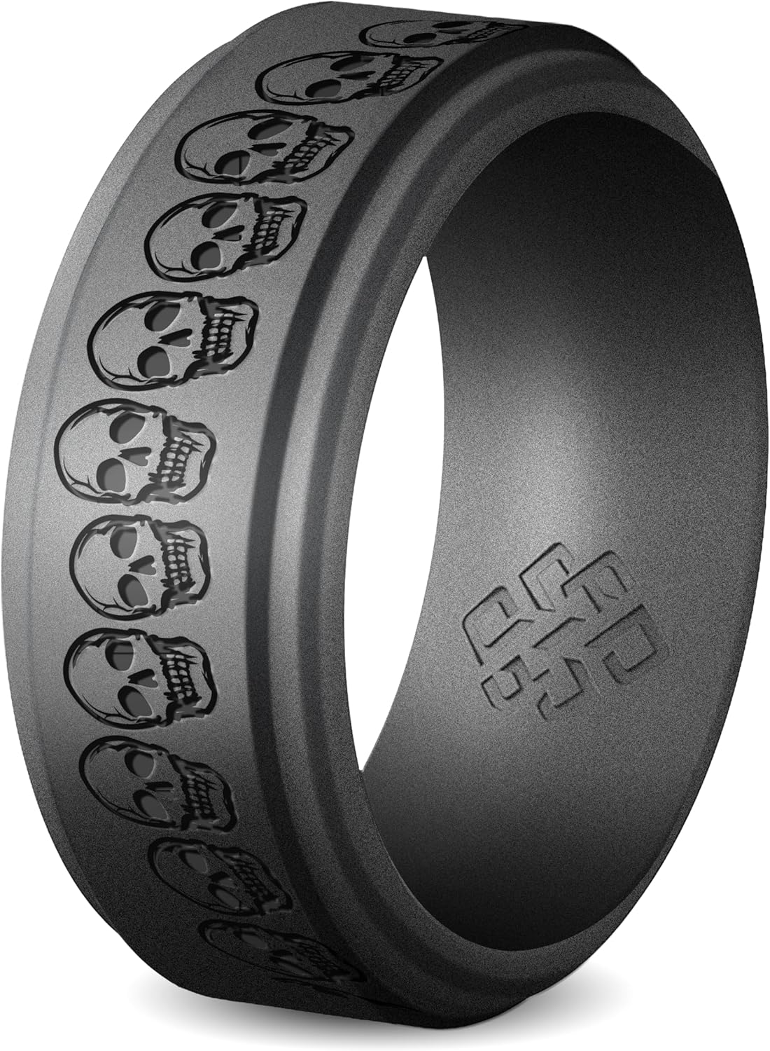Knot Theory Skeleton Skull Silicone Ring for Men Women - Breathable Comfort Fit 8mm Bandwidth
