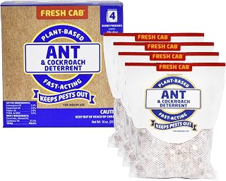 Fresh Cab Ants & Cockroaches Deterrent - Indoor Botanical Pest Control - Safe for Kids & Pets When Used as Directed - Made with Peppermint Essential Oil - 4-Pack