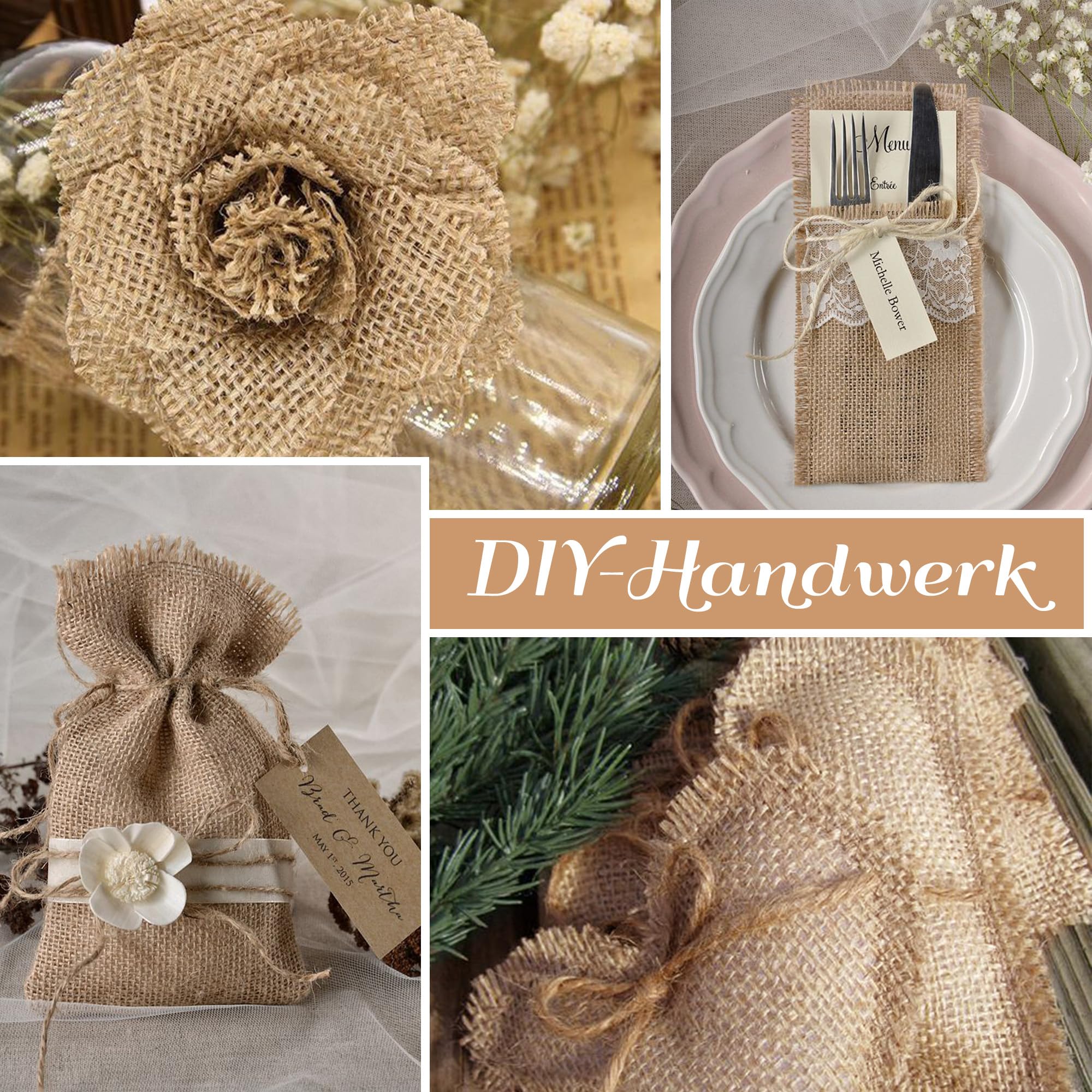 Jute band, tafelloper, soft jute, natuur/gekleurd 30 cm breed, 5 m rol, tafelband, decoratie, bruiloft, rustiek, natuur/gekleurd (olijf