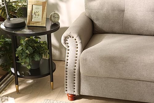 Miniatura 3 de Sofá de 80 pulgadas con ribete de cabeza de clavo, moderno de mediados de siglo, cómodo sofá biplaza con asiento extra profundo y sofás de brazos