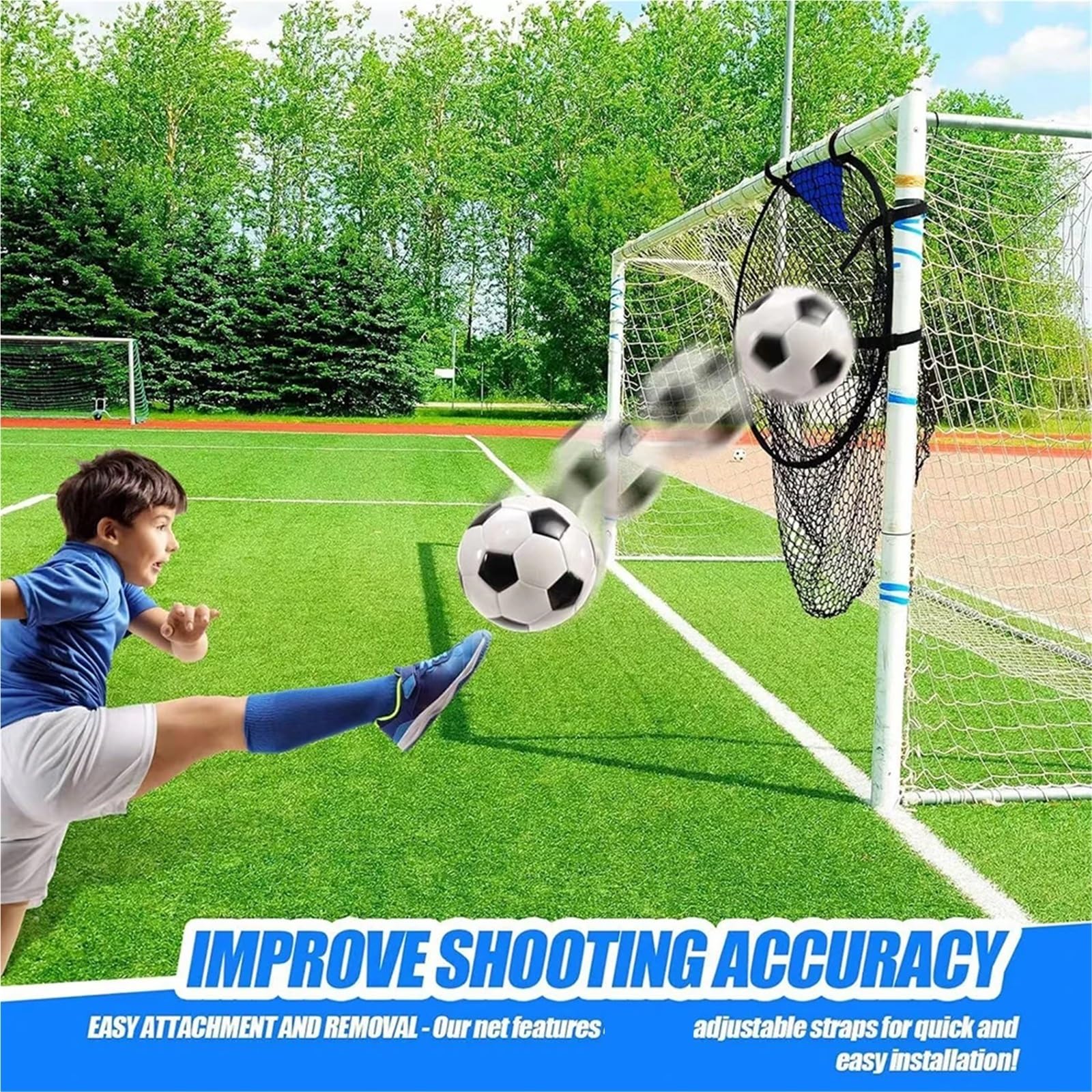 2 porterías de fútbol for jóvenes, Red práctica tiros Libres con Zonas anotación resaltadas, Objetivo multideportivo for Mayor precisión para PráCtica
