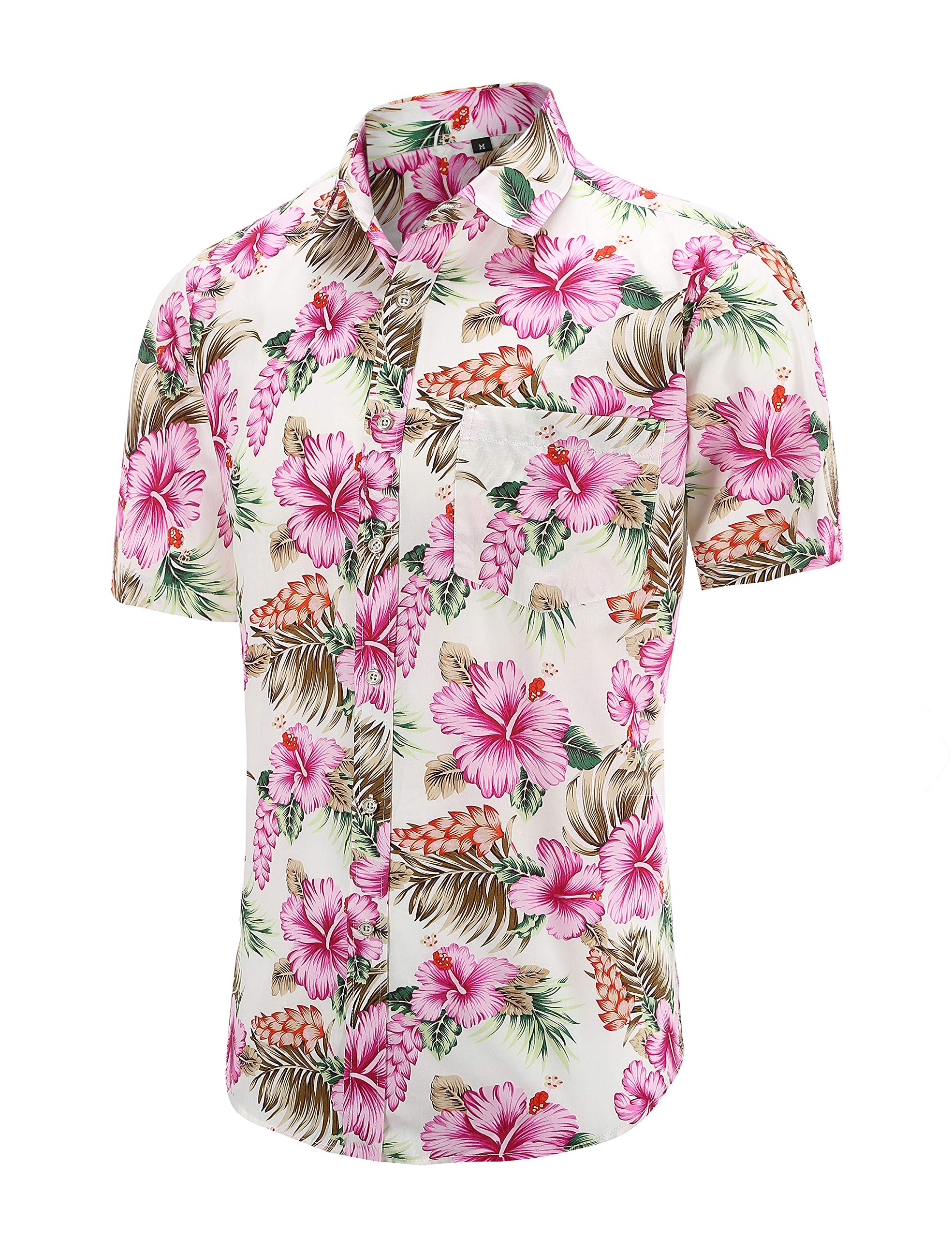 Dioufond Mens Hawaiian Shirts Short Sleeve Aloha Hawaii Tropical Shirt