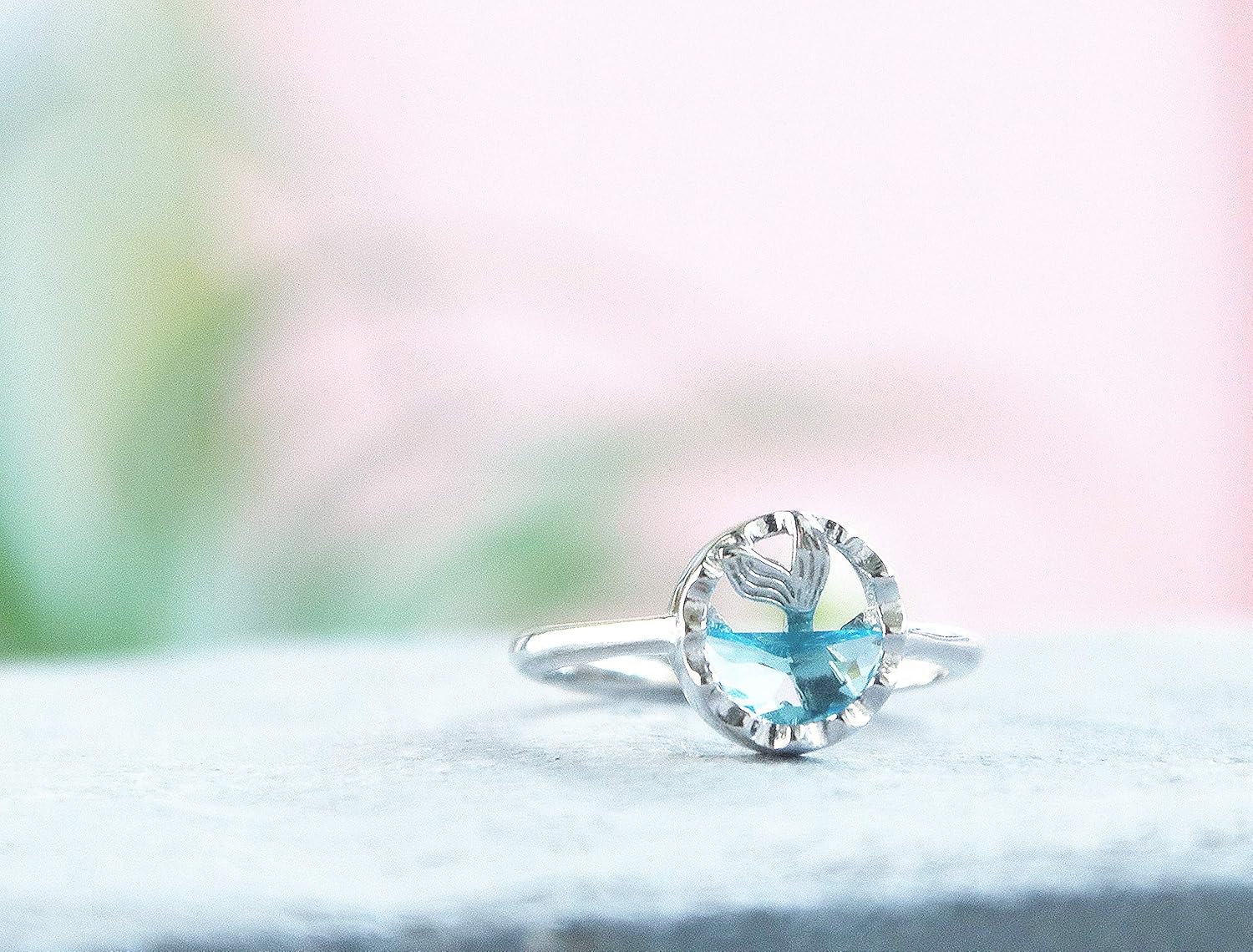Helen de Lete Mermaid in Ocean S925 Sterling Silver Adjustable Ring for Women