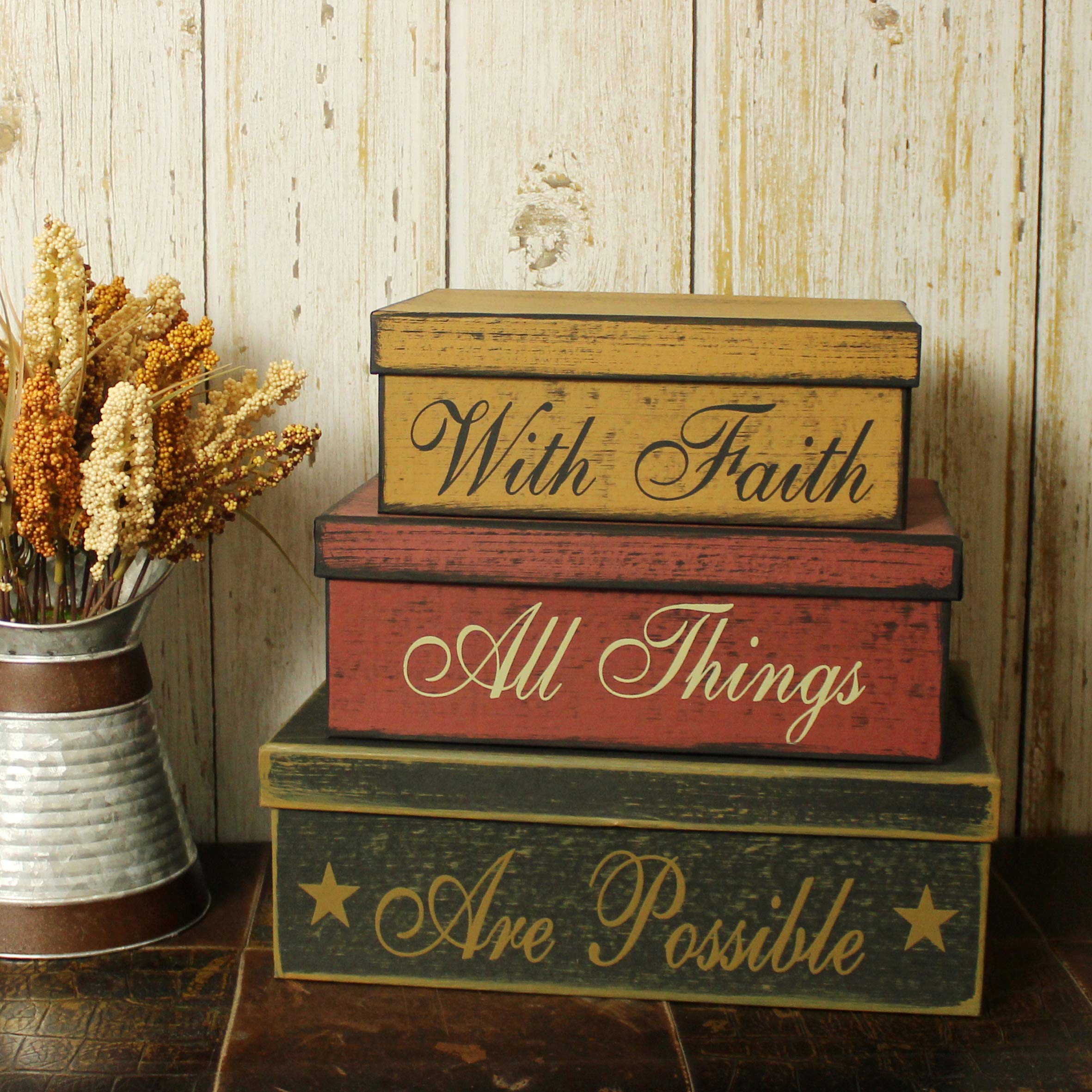 CVHOMEDECO. Primitives Caixas de papelão retangulares vintage com