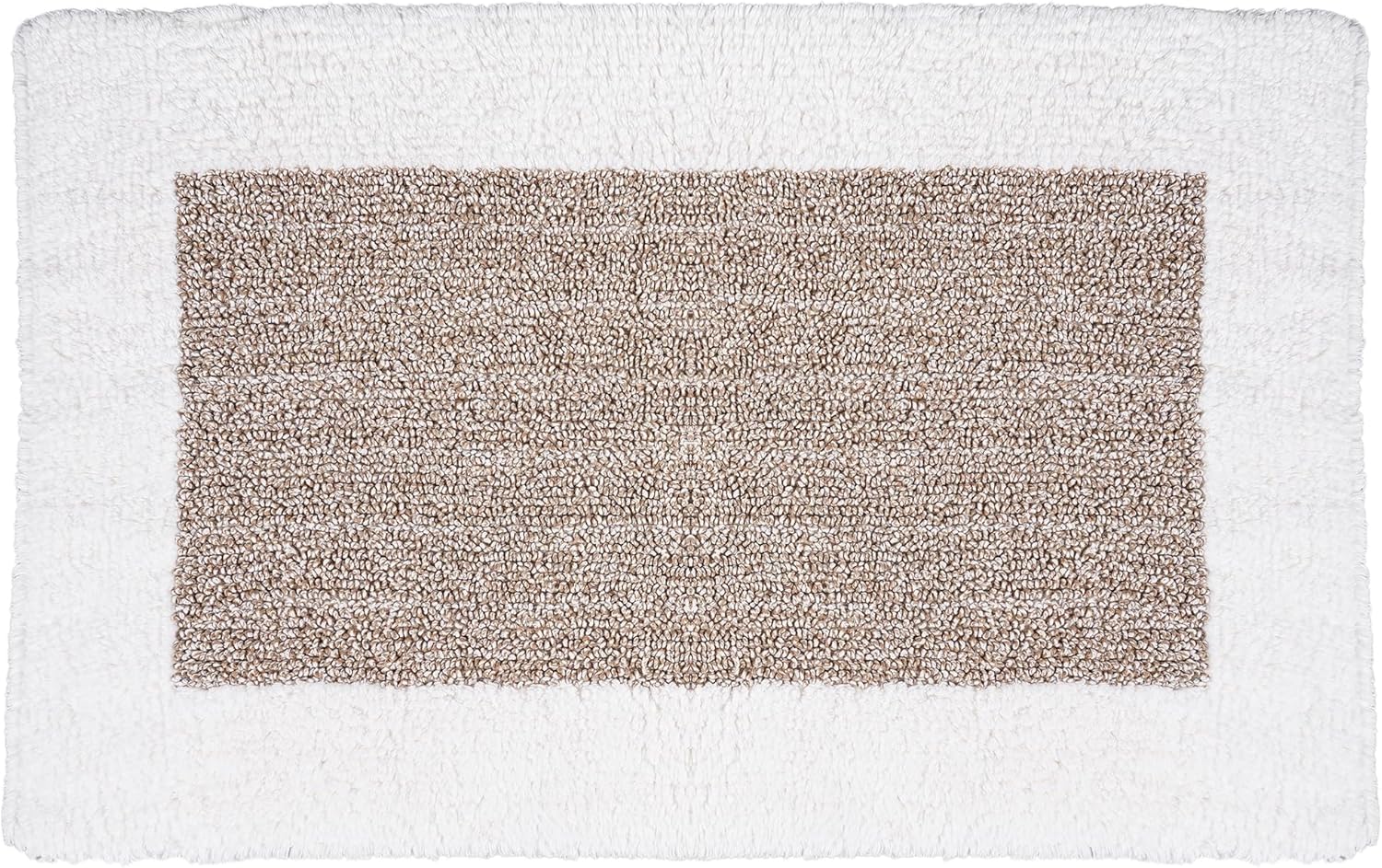 Naturally Yours Home Bathroom Rug, 100% Cotton, Reversible Bath Mat, Minimalist Japandi Bathroom Decor, 20 x 31.5 inches, Neutral Tan/Brown & White Colors