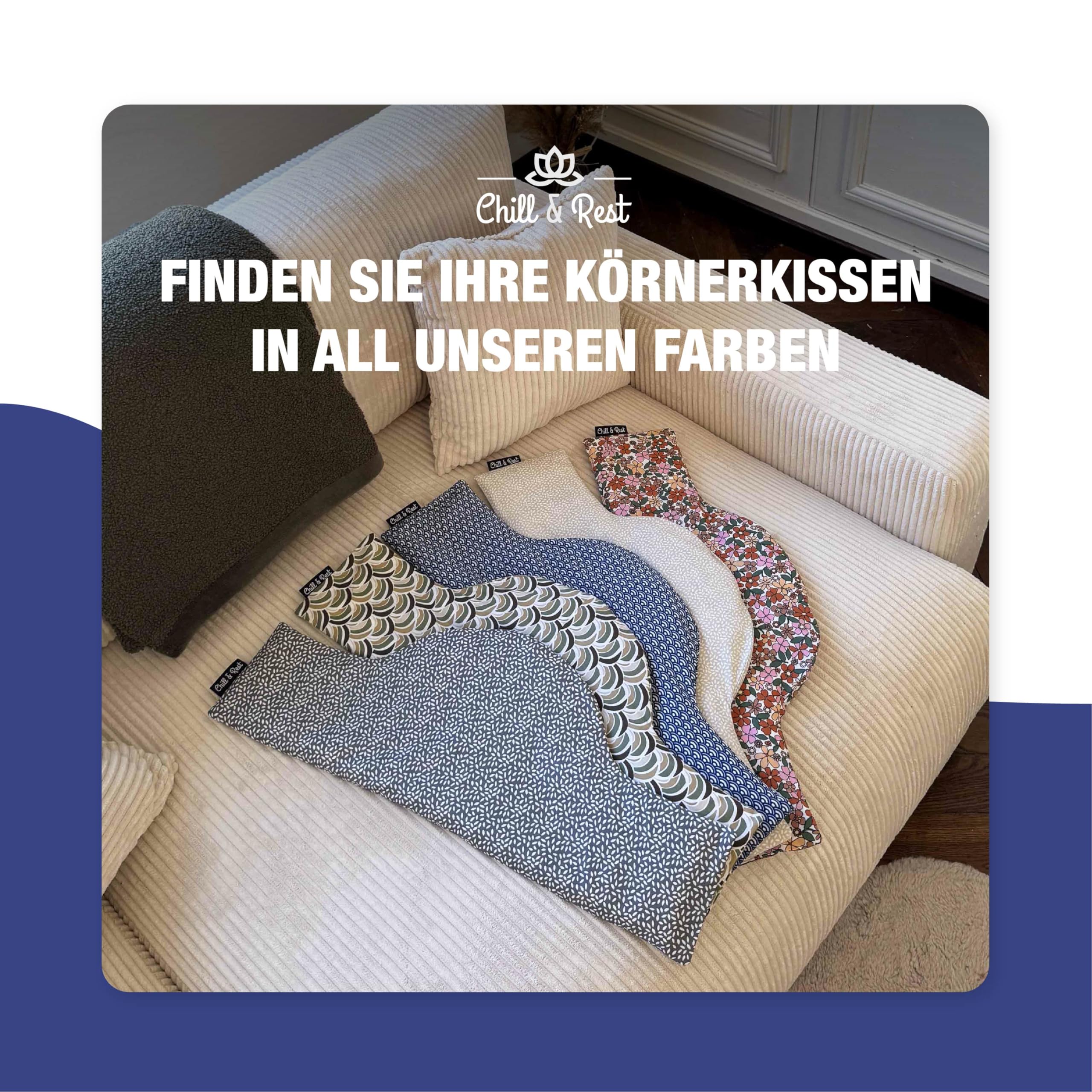 Chill&Rest - Körnerkissen mikrowelle - wärmekissen nacken - körnerkissen groß - nackenkissen wärme - wie ein Kirschkernkissen oder eine Wärmflasche - Blau - Die Segaiha