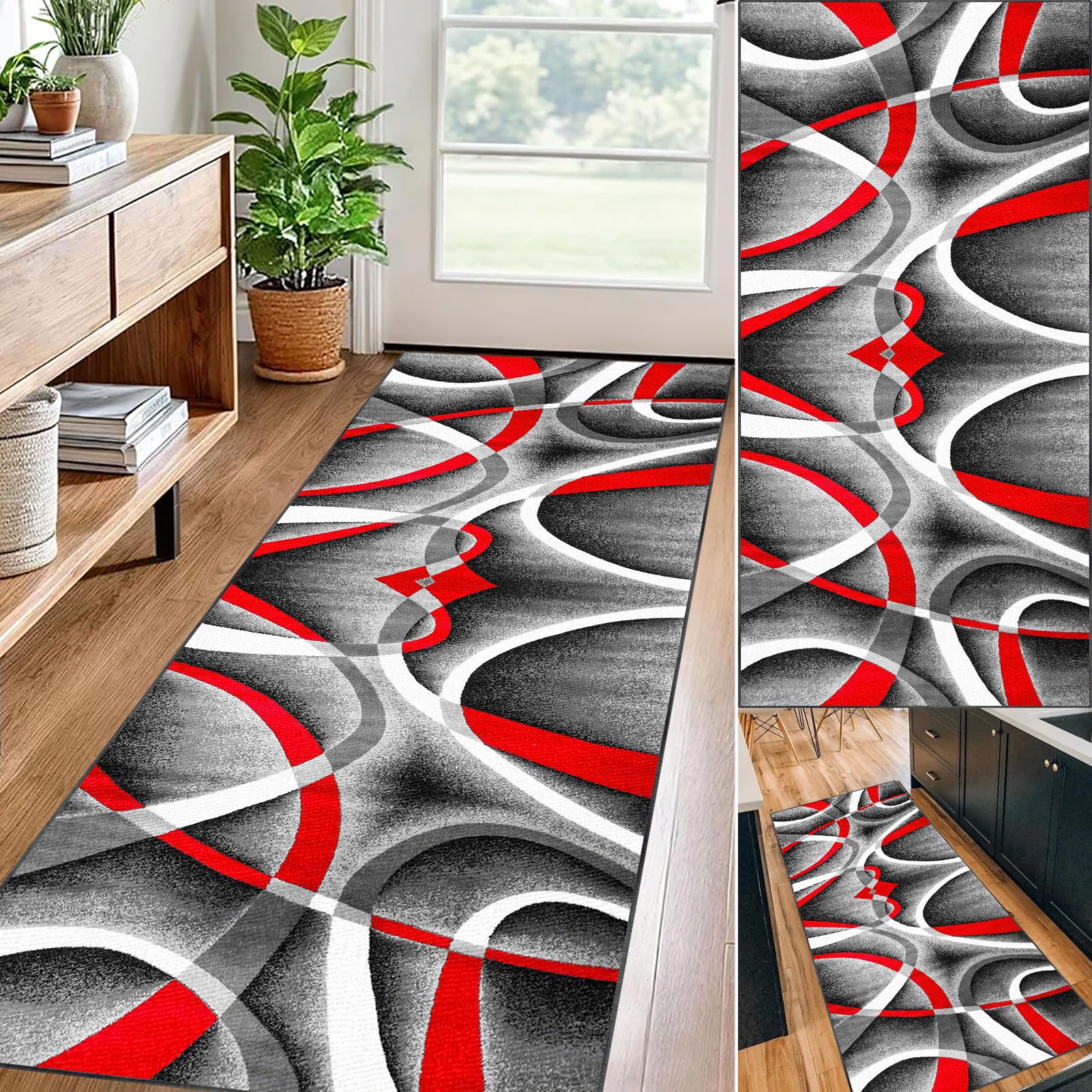 Runner Rugs for Hallway Kitchen Carpet Runners Non Slip Washable Hall Runner Rugs Long Hallway Rug Carpet Floor Mat for Hallway Entryway Laundry Room Living Room Area Rug Narrow Rugs 50 x 80 cm