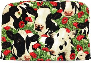 4 Slice Cows Farm Barnyard Green Red Poppy Poppies Gift for Farmer Reversible Appliance Toaster Dust Cover Cozy 11.5(l) x 7.5(h) x 11.5(w) She Who Sews made in America