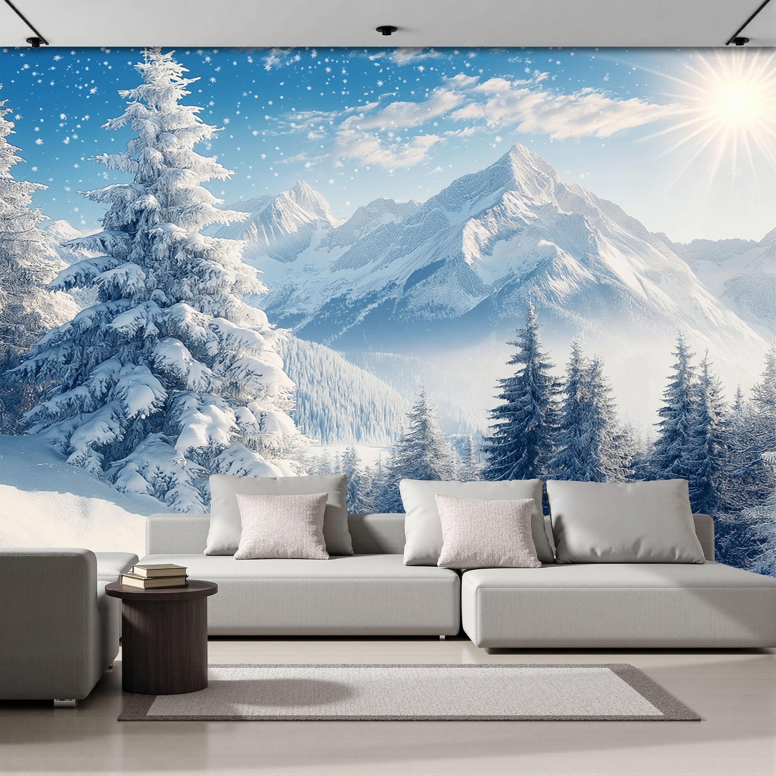 Montagnes Enneigées Papier Peint Chambre Enfant pour Nuit Calme
