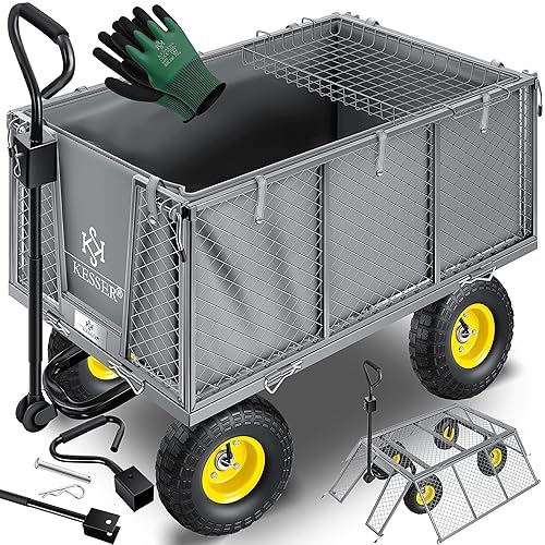 KESSER® Bollerwagen 550kg belastbar Gartenwagen Transportwagen Gartenkarre herausnehmbare Plane Gerätewagen