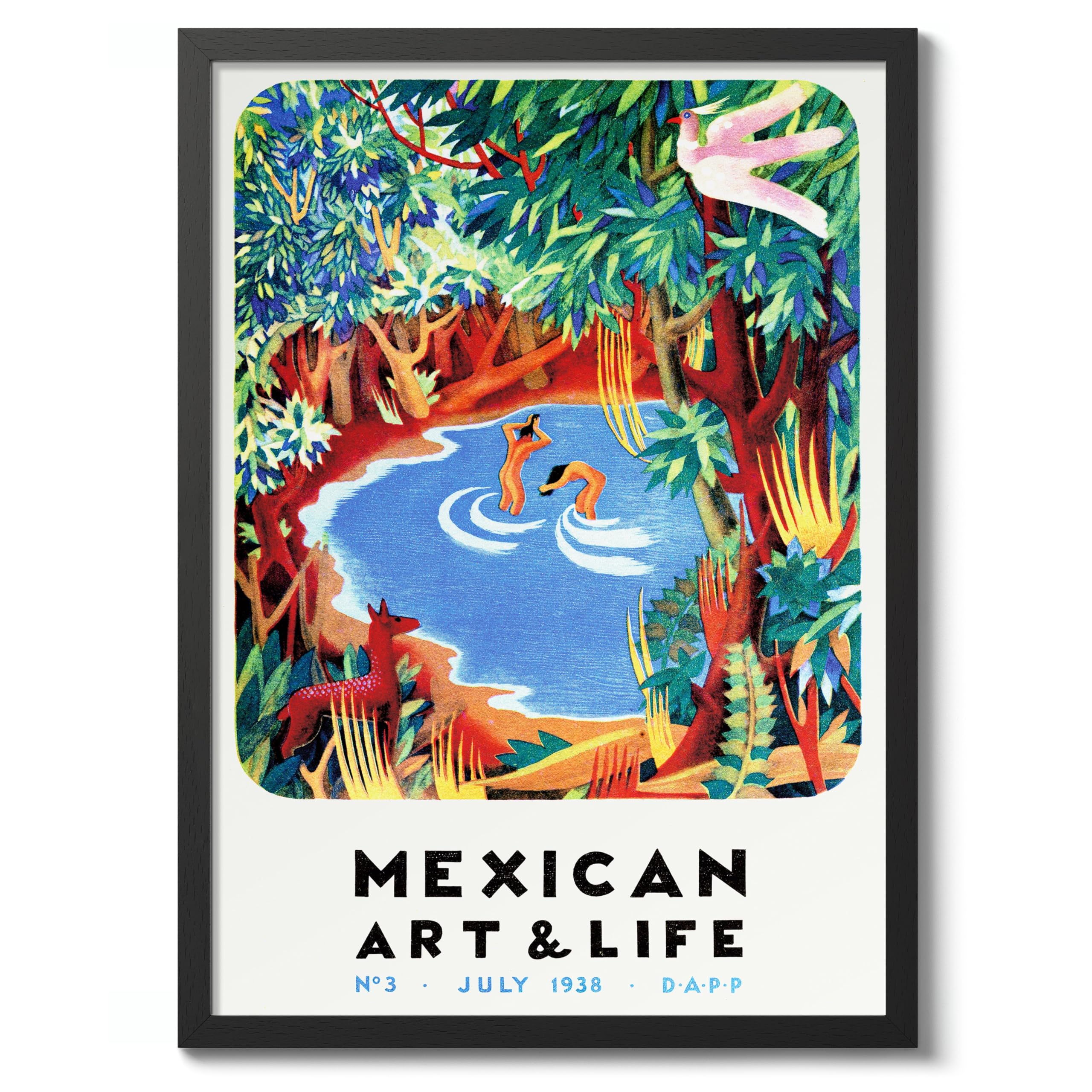 Mexican Art & Life Vintage Travel Poster, Retro Tourism Print, Popular Attractions Around The World, Postcard Home Decor, Archival Matte, A4 (Black Frame) - 29.7x21cm โ image 1
