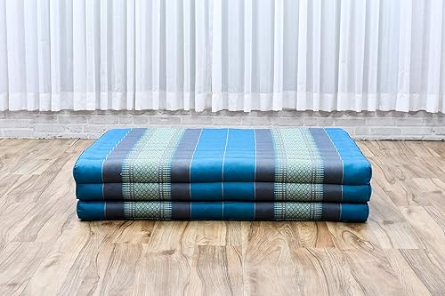 Miniatura 5 de Leewadee - Colchón tailandés plegable grande, 82 x 46 x 3 pulgadas, cama de invitados, cama triple plegable, cojín de masaje tailandés TV asiento de