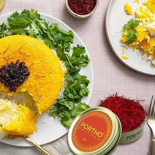 Miniatura 5 de PORTHO Azafrán de Cachemira  0.07 oz de hilos de azafrán de grado Super Negin  Especias premium para paella, biryani, postres, leche dorada, té y
