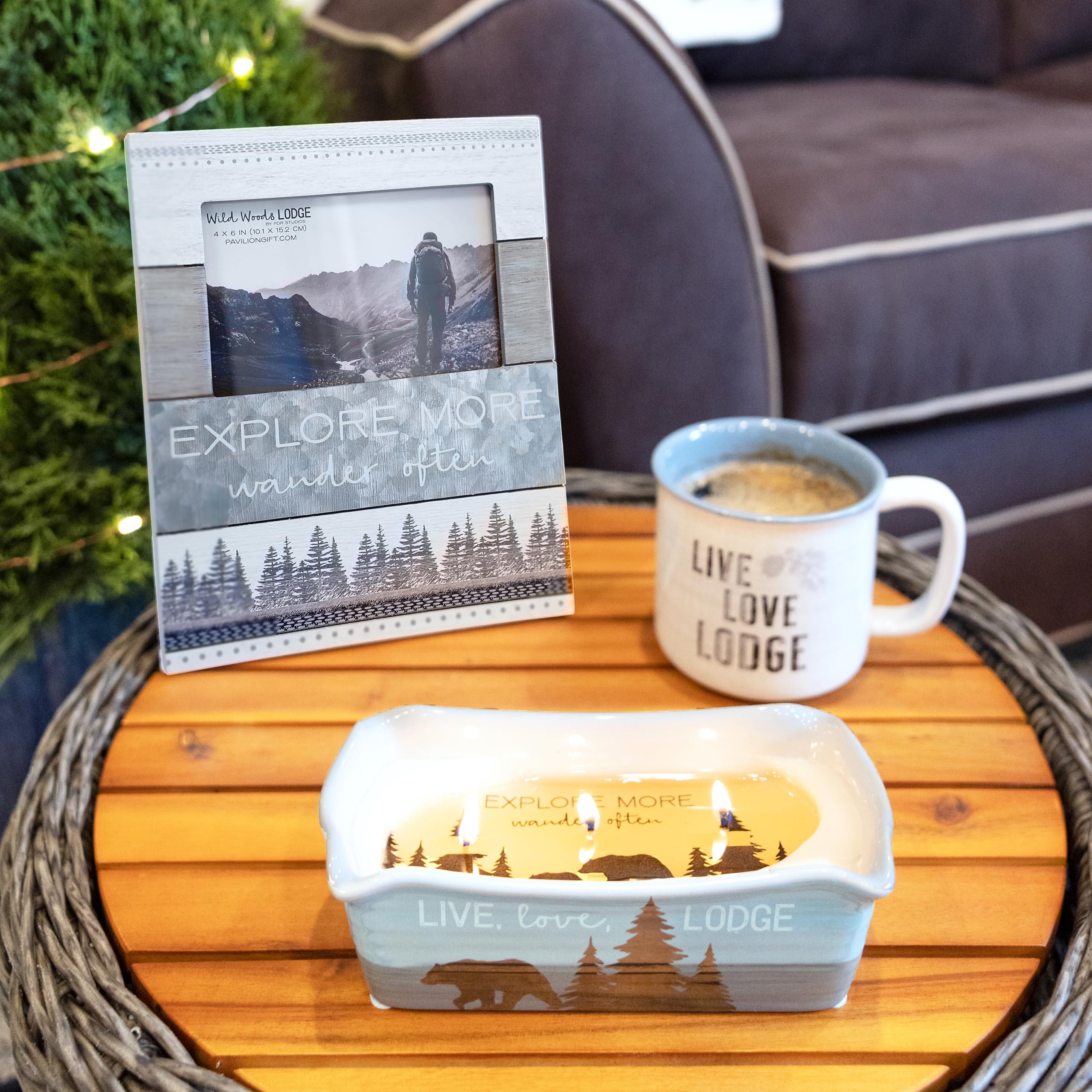 Pavilion Gift Company Odkryj więcej - Teksturowana ramka na zdjęcia z metalu i drewna (mieści 10 x 15 cm w poziomie), ramka na zdjęcia turystyczne, wystrój domku, wystrój kabiny, 1 szt. (1