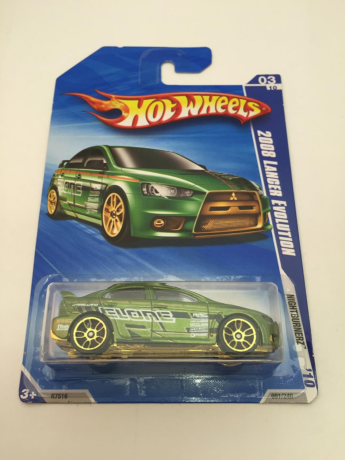 2010 Hot Wheels Keys To Speed Card Nightburnerz 2008 Lancer Evolution Green #091/240